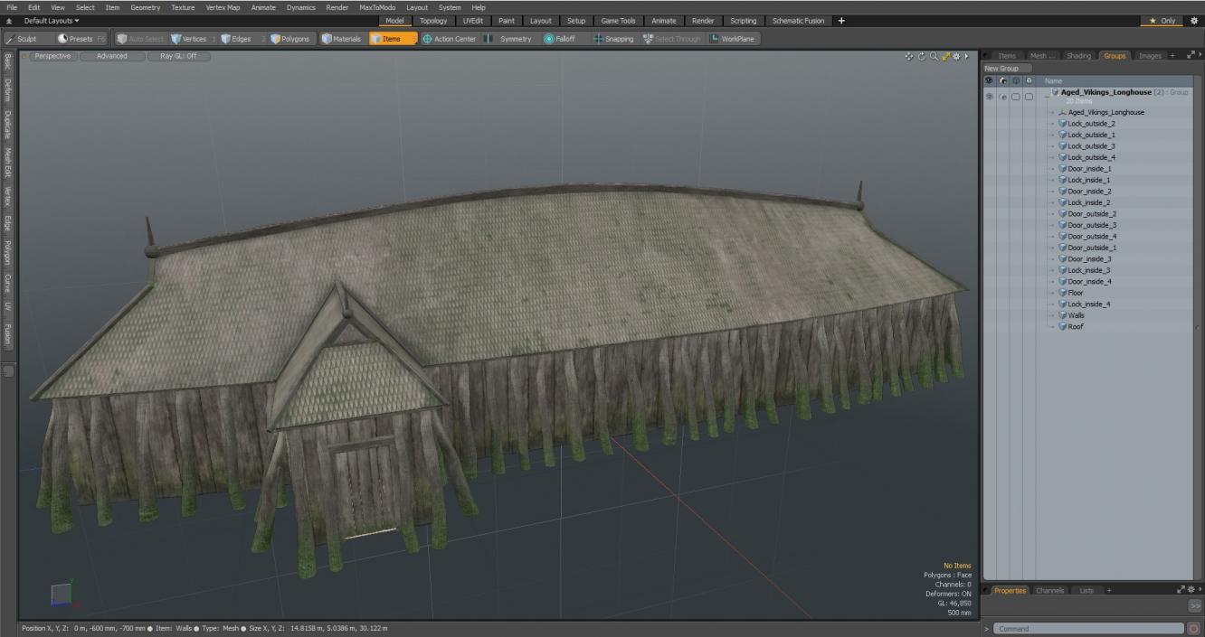 Aged Vikings Longhouse 3D