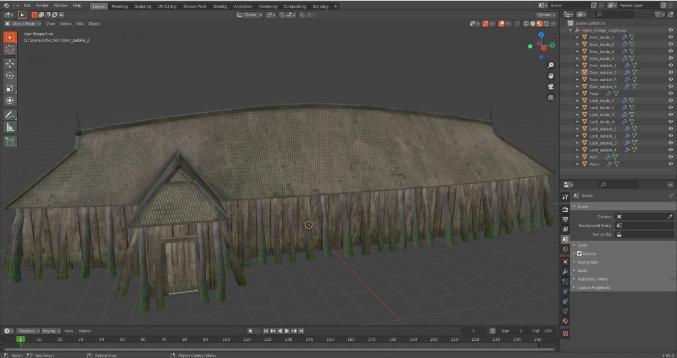 Aged Vikings Longhouse 3D