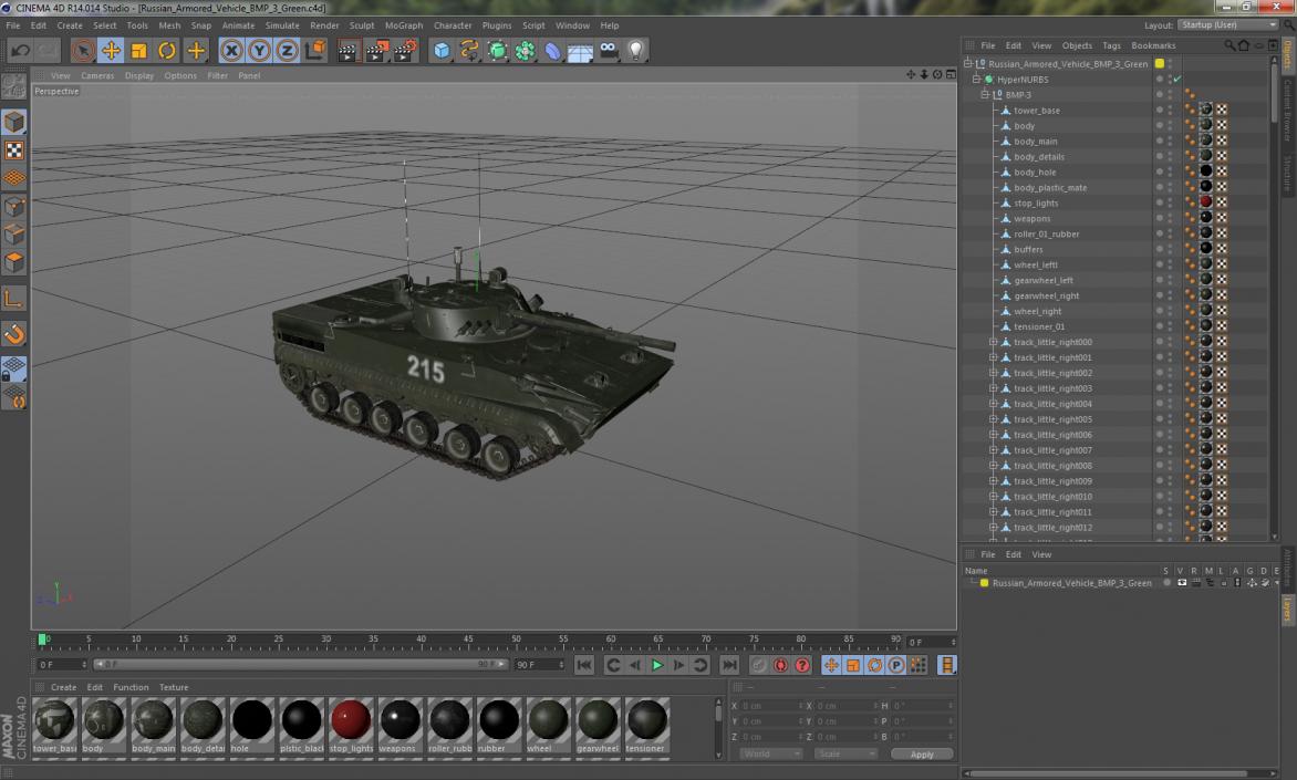 3D model Russian Armored Vehicle BMP-3 Green