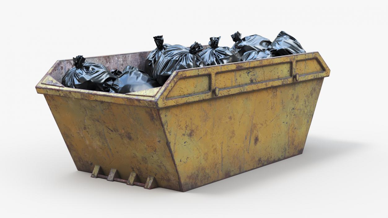 3D model Skip Bin With Debris