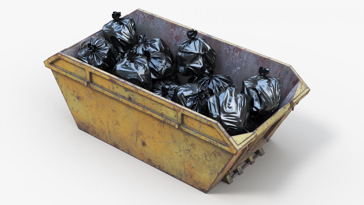 3D model Skip Bin With Debris