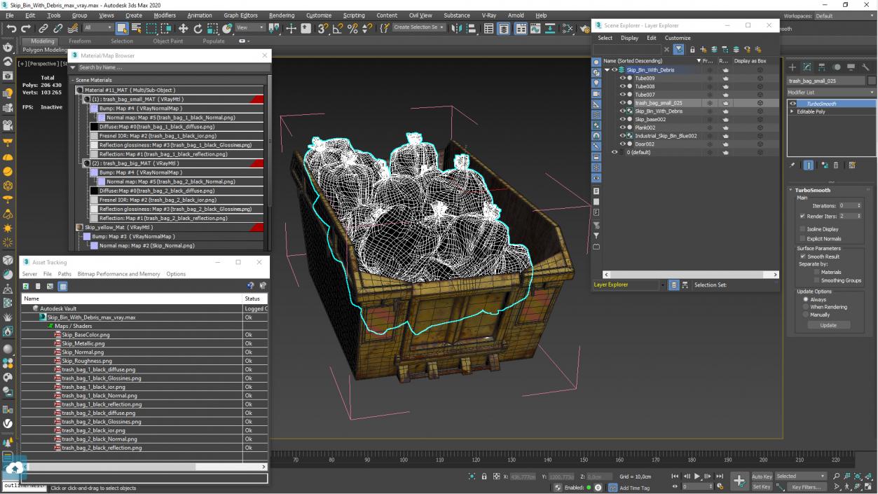 3D model Skip Bin With Debris