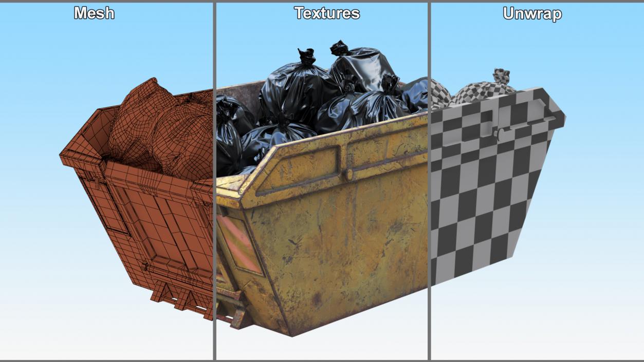 3D model Skip Bin With Debris