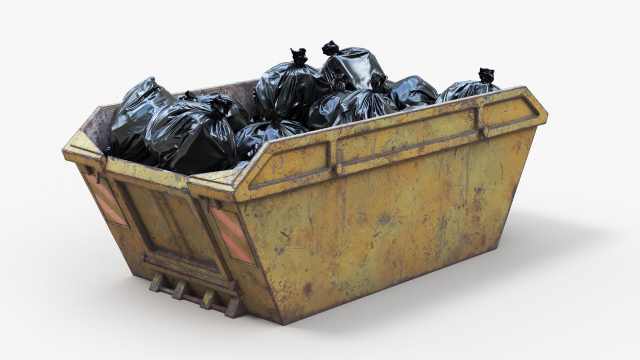 3D model Skip Bin With Debris