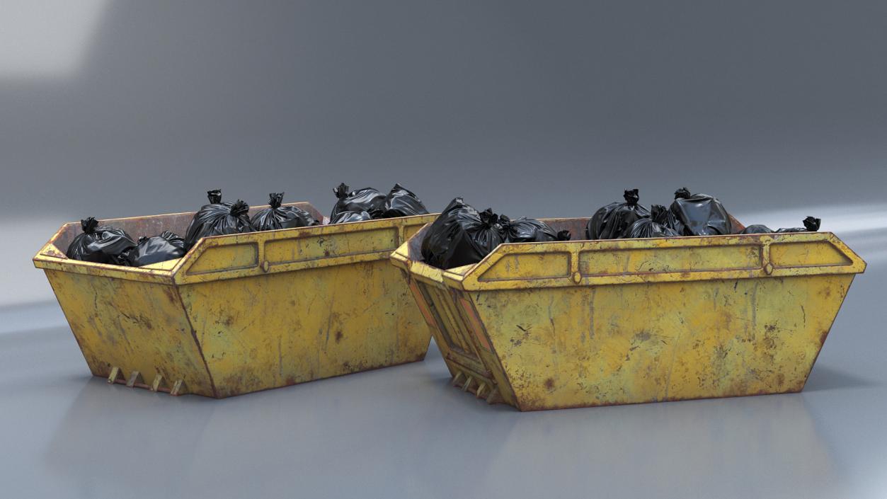 3D model Skip Bin With Debris