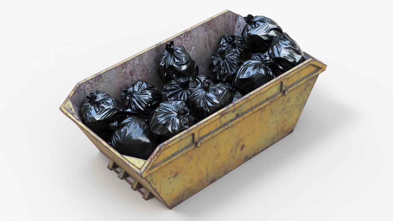 3D model Skip Bin With Debris