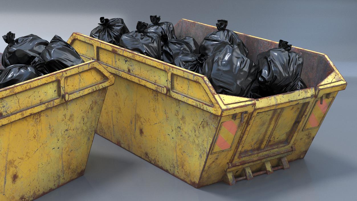 3D model Skip Bin With Debris