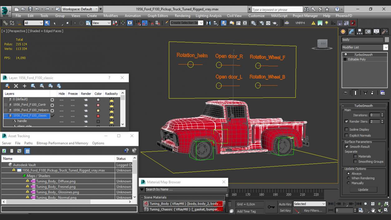 3D model 1956 Ford F100 Pickup Truck Tuned Rigged