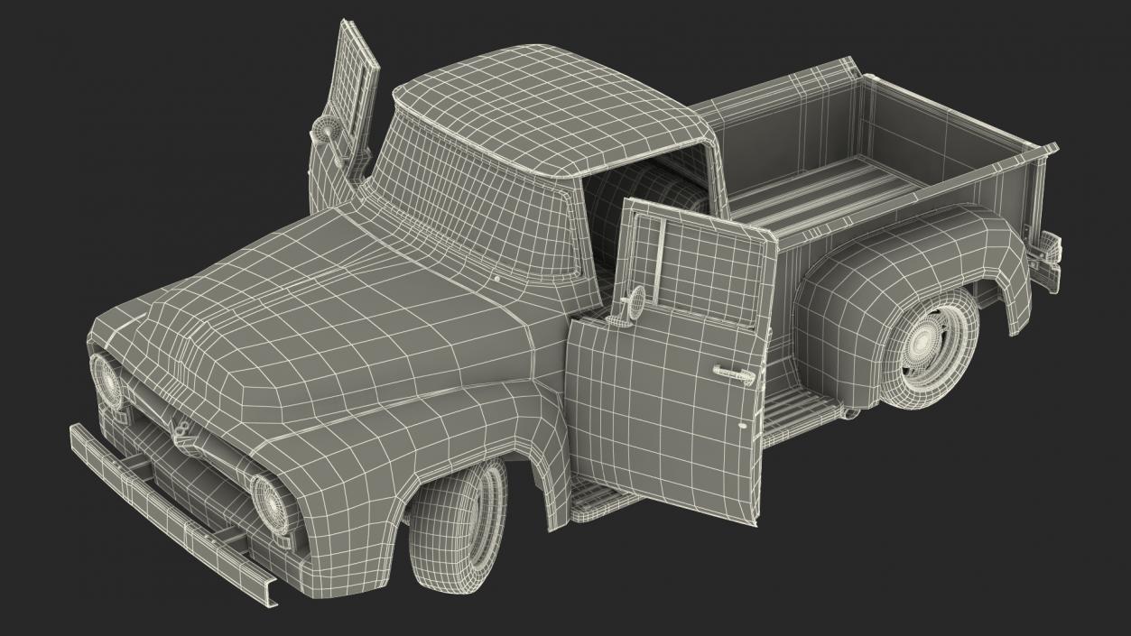 3D model 1956 Ford F100 Pickup Truck Tuned Rigged