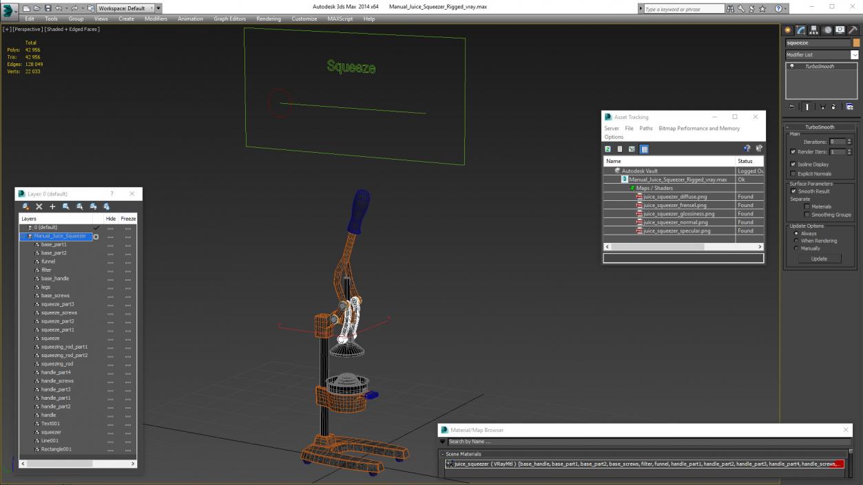 3D Manual Juice Squeezer Rigged model