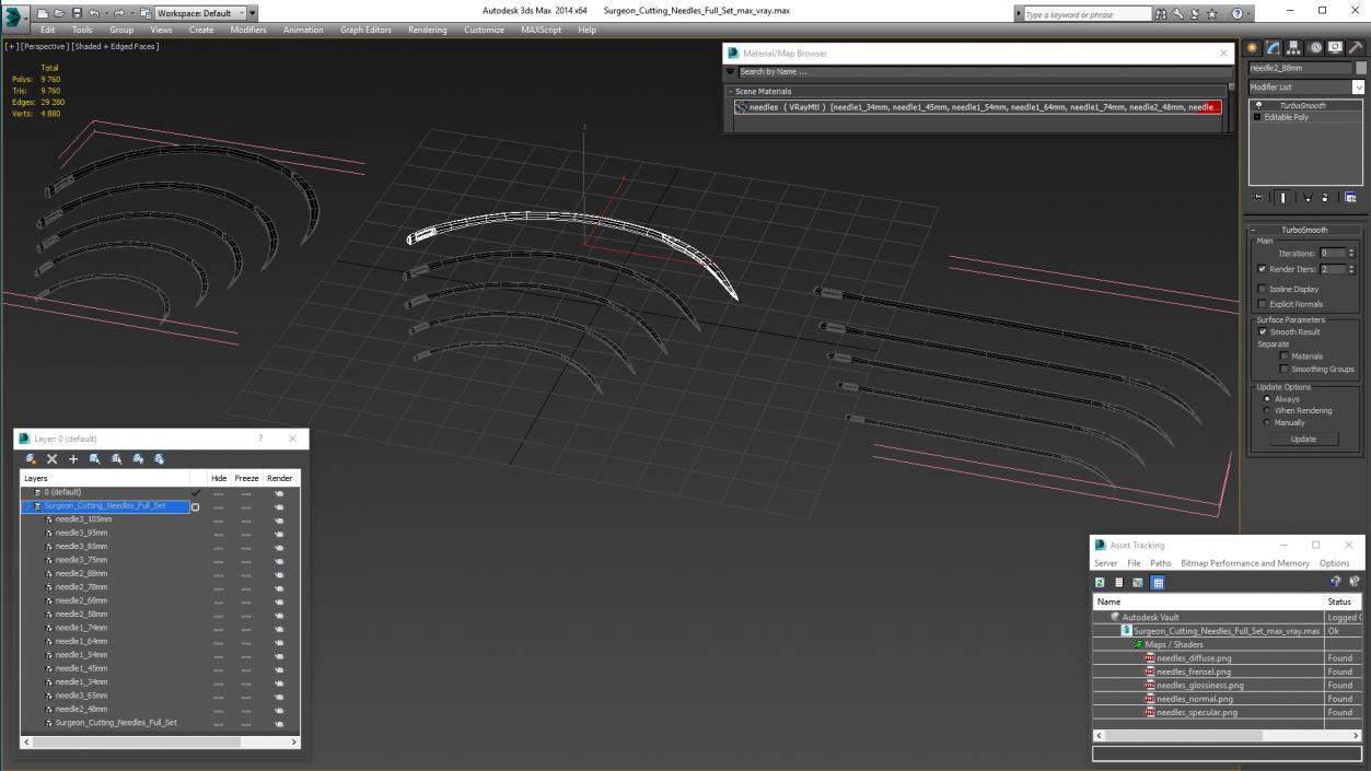 Surgeon Cutting Needles Full Set 3D