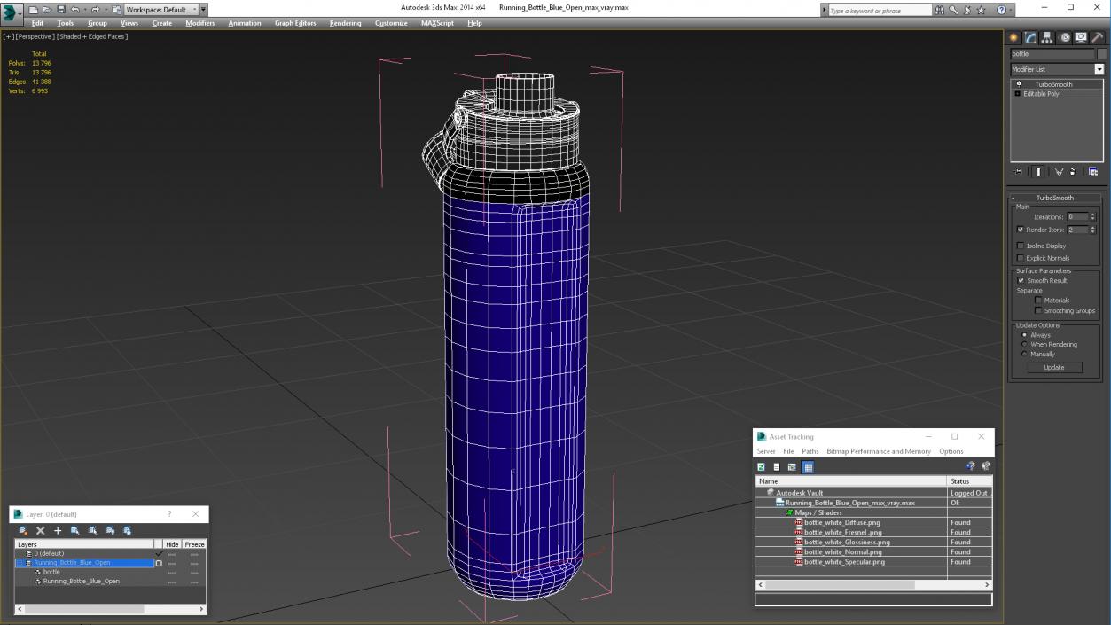 Running Bottle Blue Open 3D model