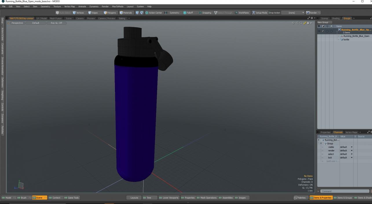 Running Bottle Blue Open 3D model