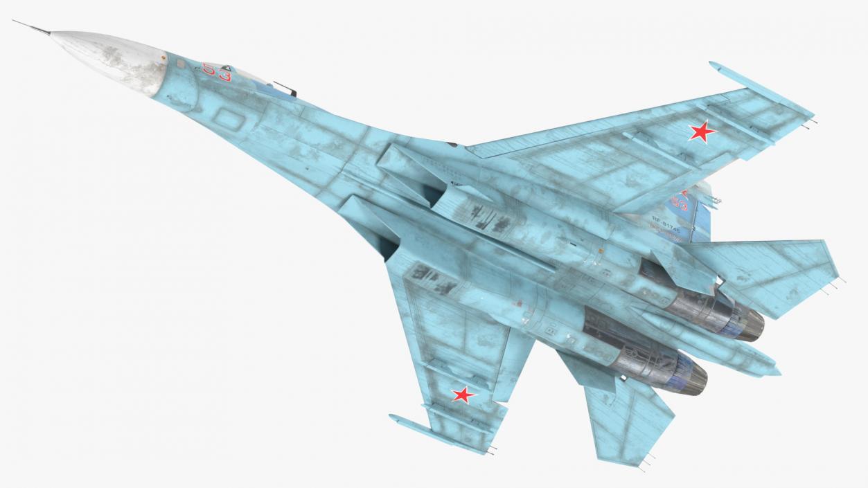 Su-27 Flanker Russian Fighter Aircraft Old Rigged 3D model