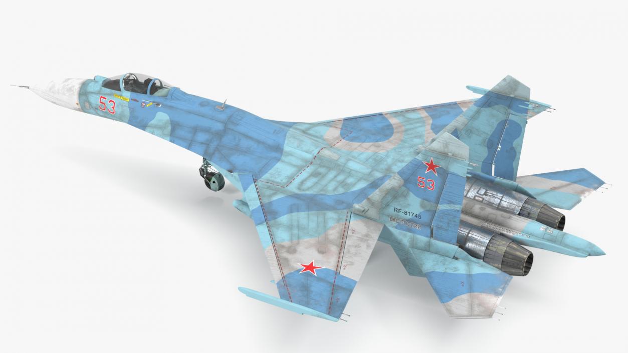 Su-27 Flanker Russian Fighter Aircraft Old Rigged 3D model