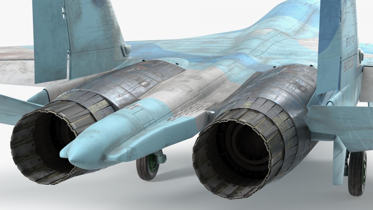 Su-27 Flanker Russian Fighter Aircraft Old Rigged 3D model