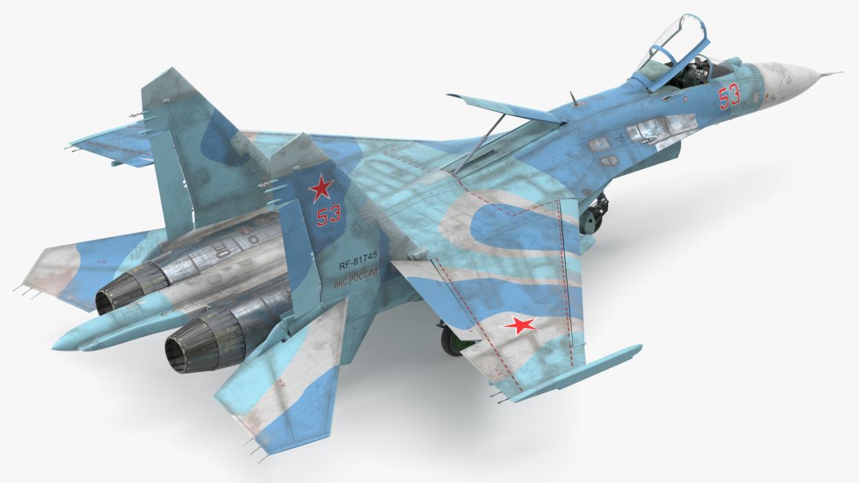 Su-27 Flanker Russian Fighter Aircraft Old Rigged 3D model