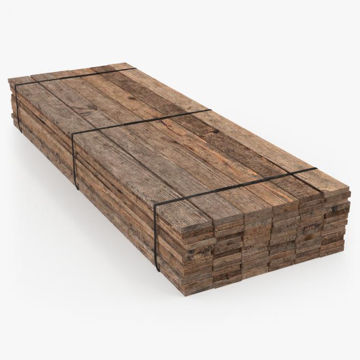 3D Lumber Stack Old Wood Planks model