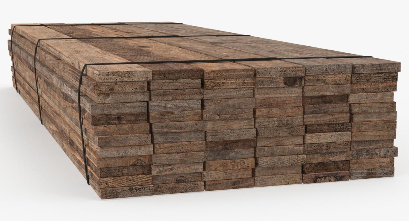 3D Lumber Stack Old Wood Planks model