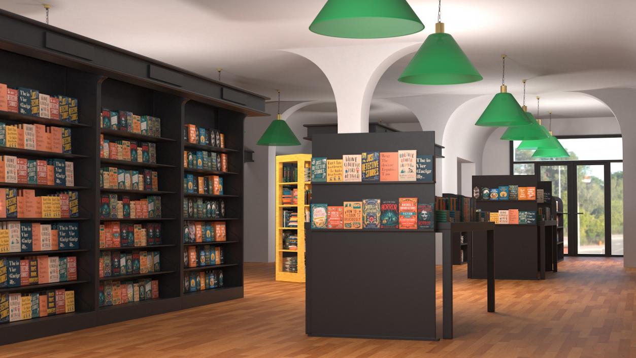 Interior of Book Store No Lights 3D