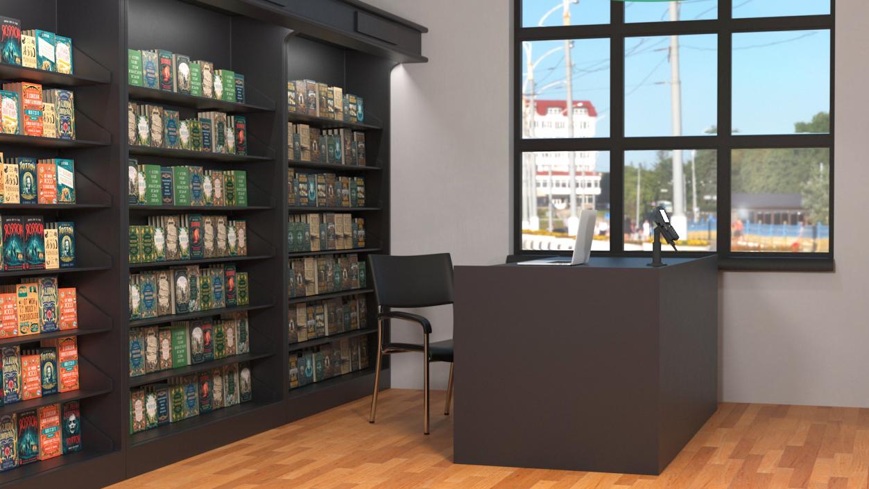 Interior of Book Store No Lights 3D