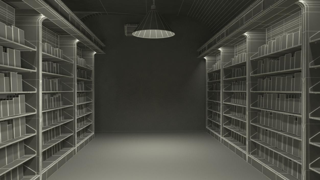 Interior of Book Store No Lights 3D