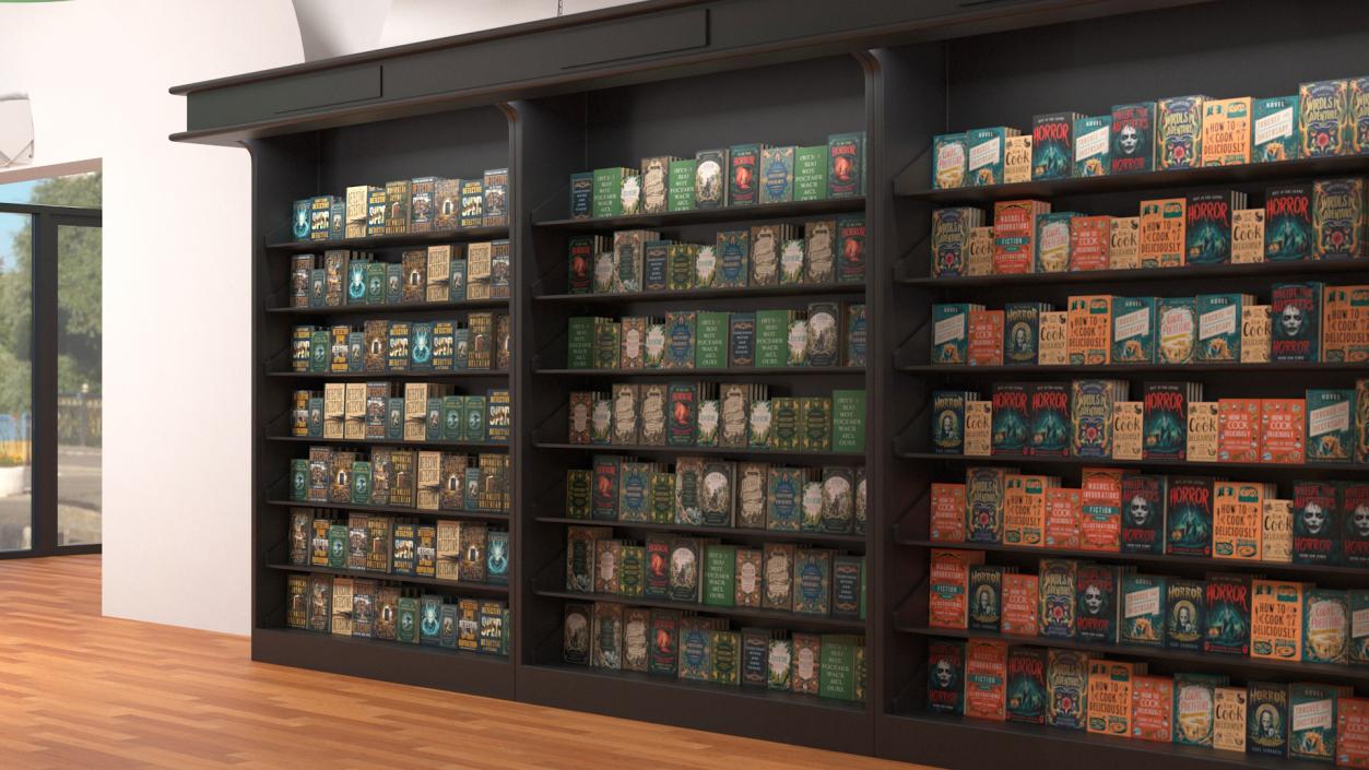 Interior of Book Store No Lights 3D