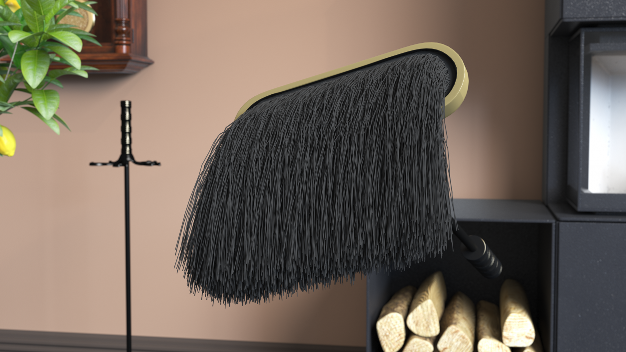 Fireplace Broom Fur 3D model