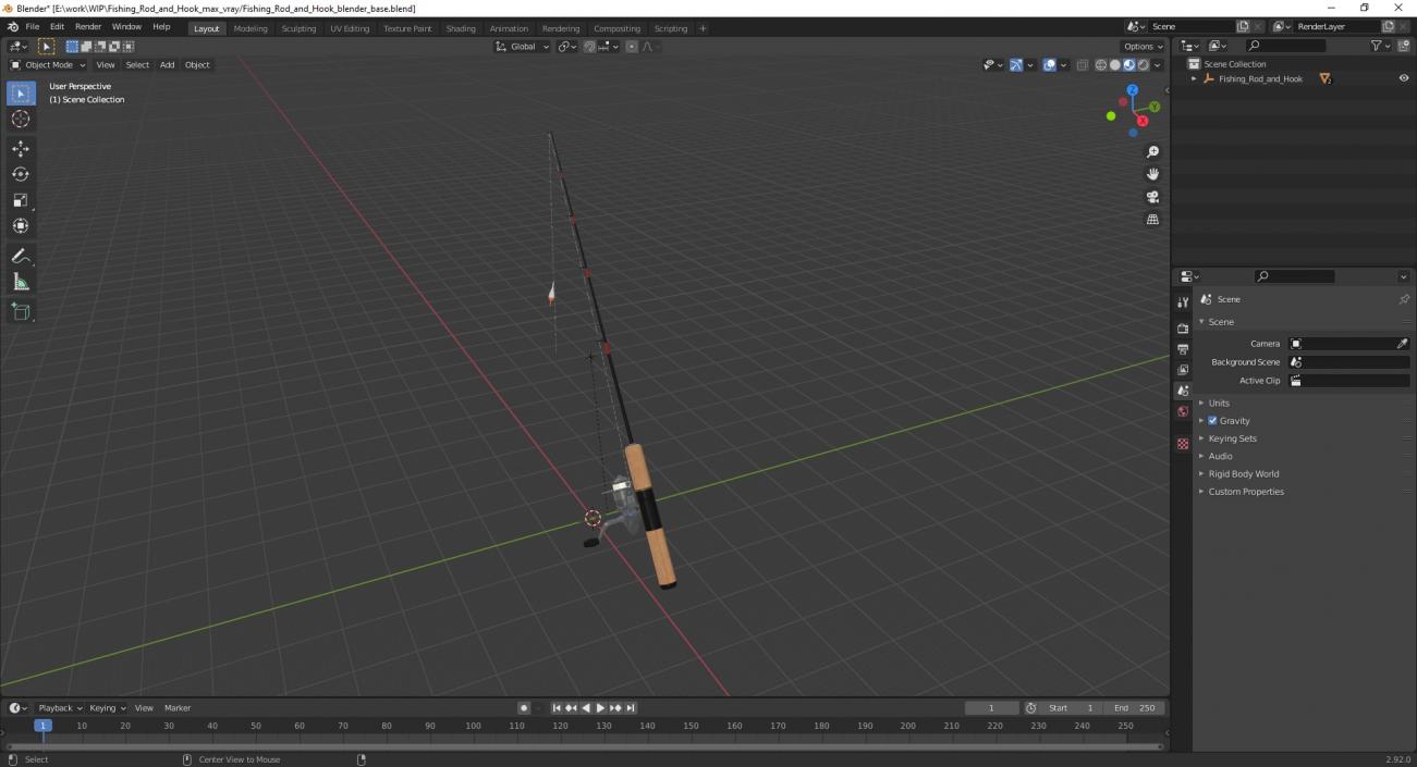 3D model Fishing Rod and Hook