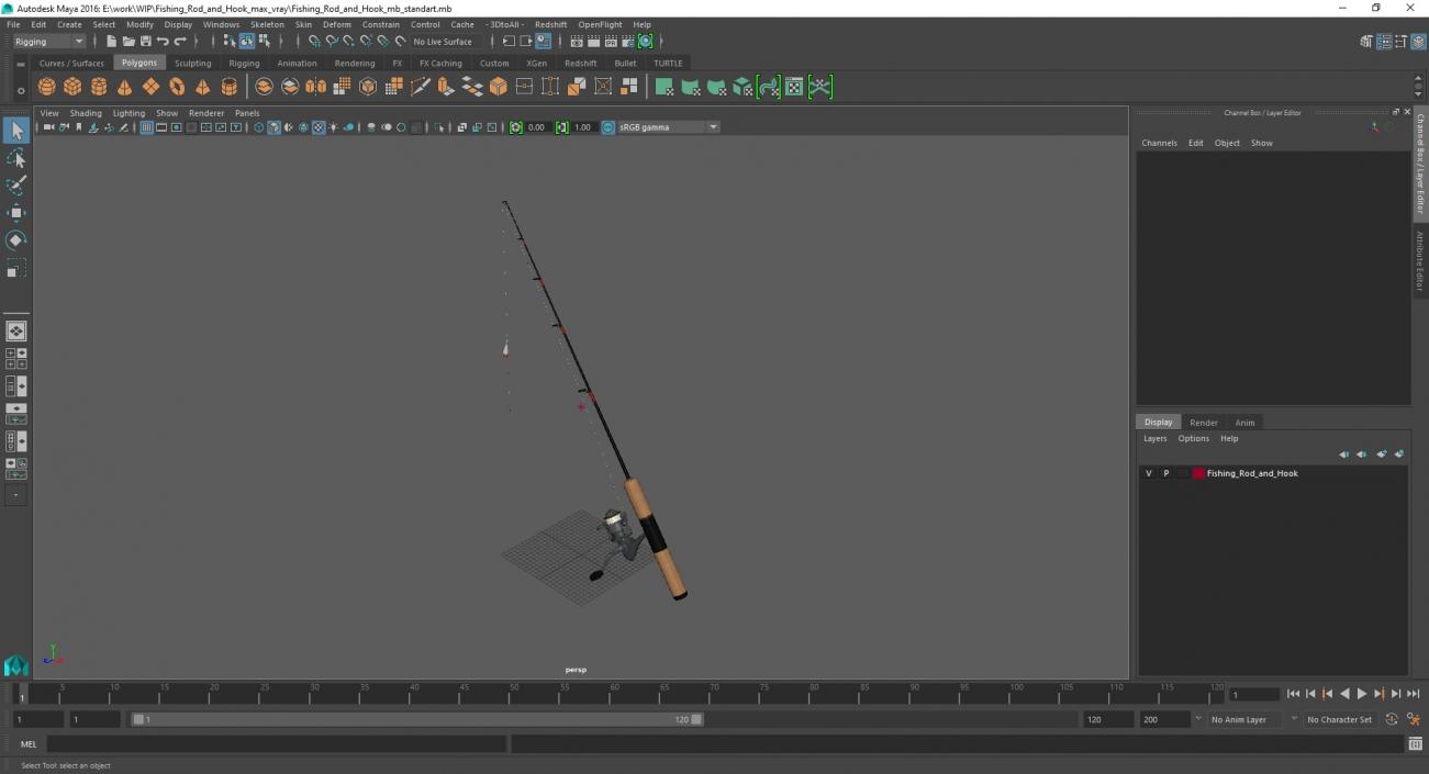 3D model Fishing Rod and Hook