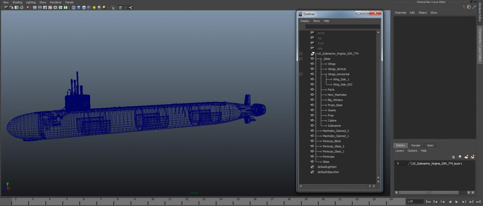 US Submarine Virginia SSN-774 3D model