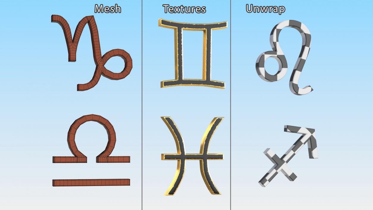 3D model Astrological Signs Golden