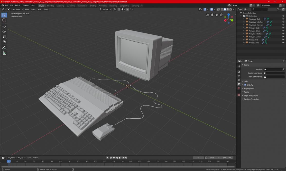 3D model Old Computer with Monitor