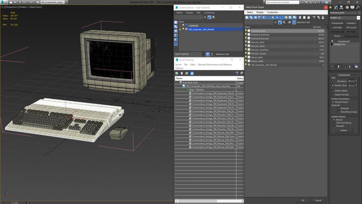 3D model Old Computer with Monitor