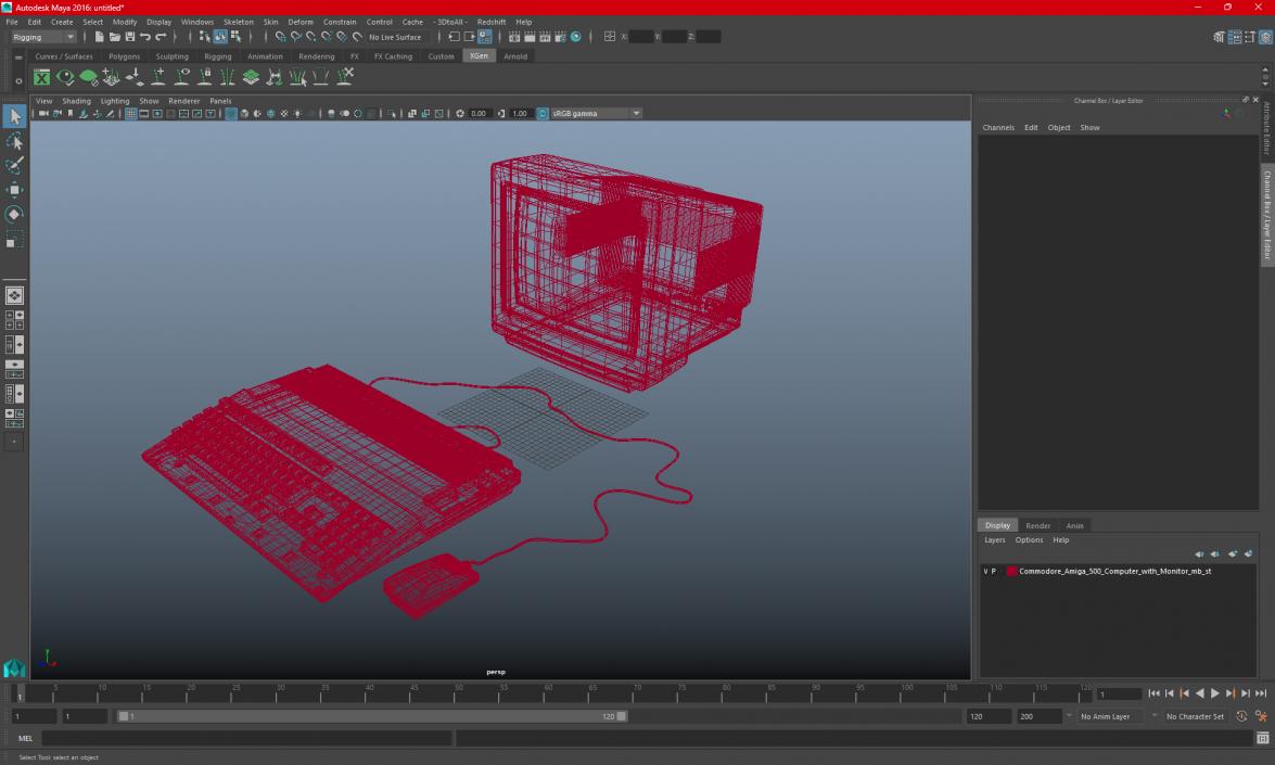 3D model Old Computer with Monitor