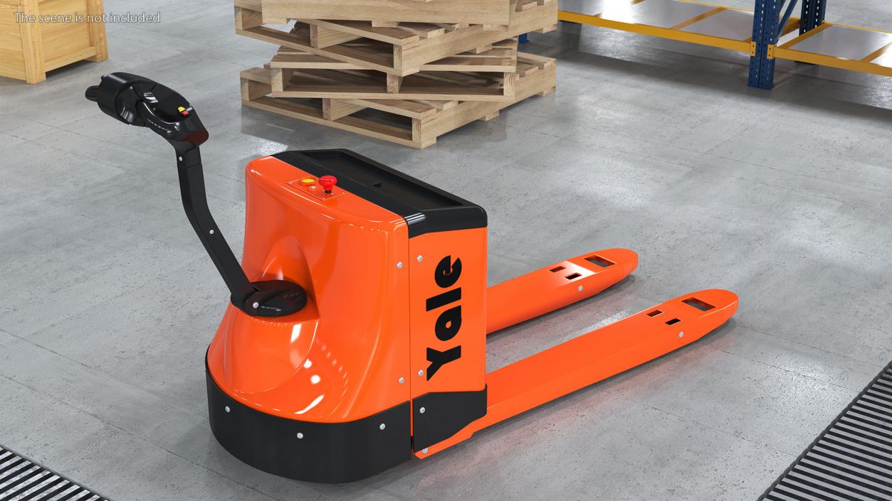 3D Yale Electric Pallet Truck with Wooden Crates Rigged for Cinema 4D