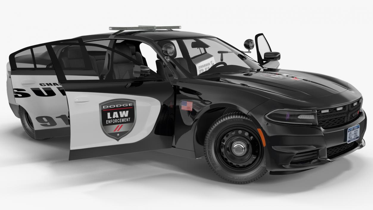 3D Dodge Charger Pursuit 2015 Rigged model