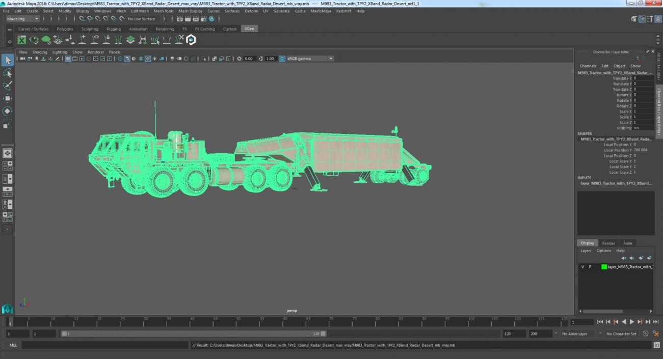 3D M983 Tractor with TPY2 XBand Radar Desert