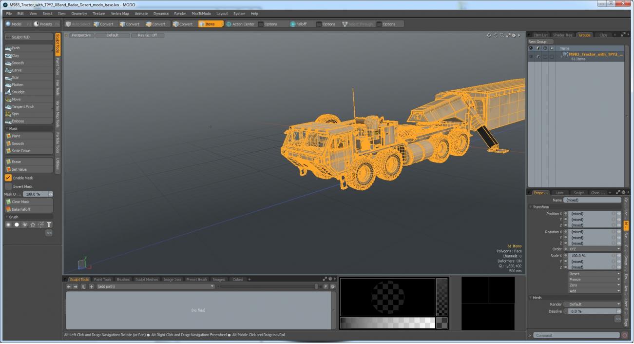 3D M983 Tractor with TPY2 XBand Radar Desert