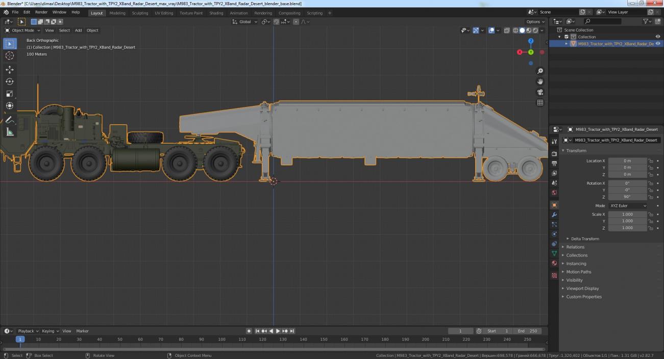 3D M983 Tractor with TPY2 XBand Radar Desert