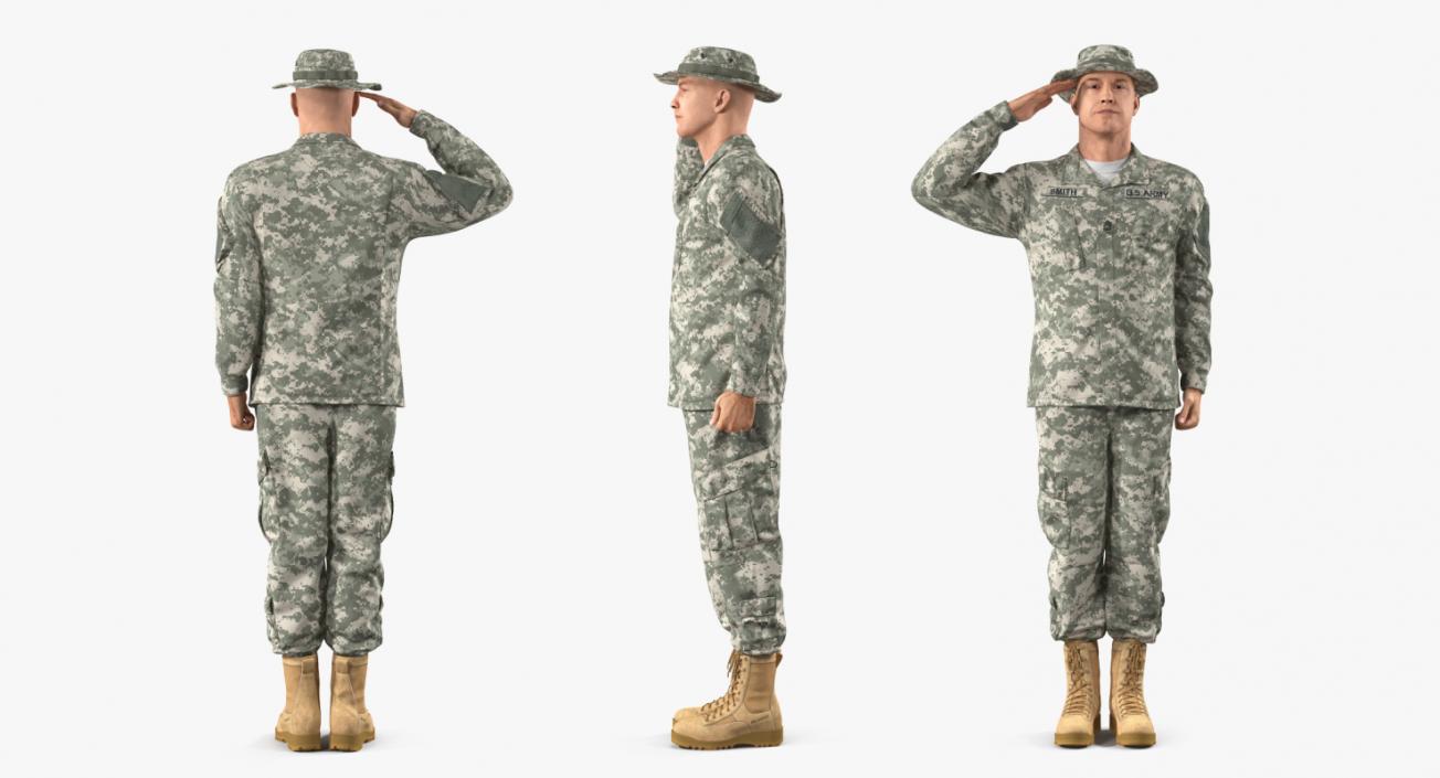 US Army Soldier Military ACU Fur Rigged 3D model