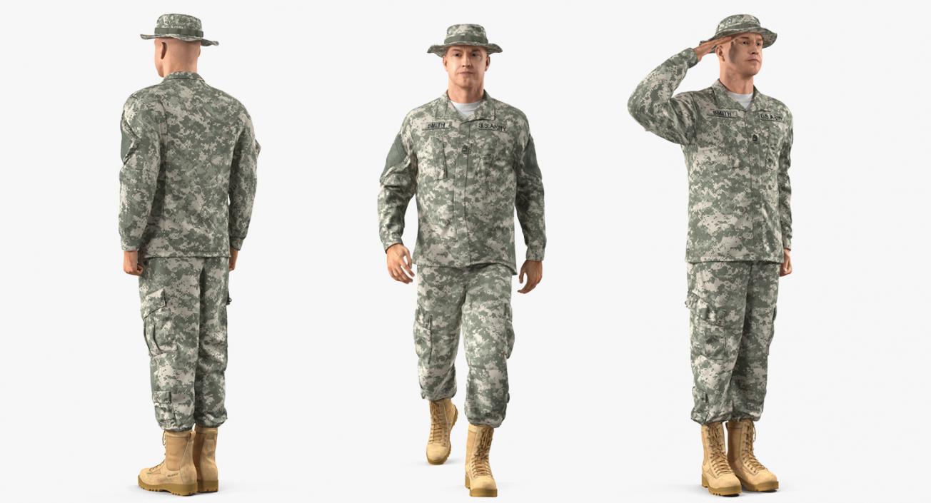 US Army Soldier Military ACU Fur Rigged 3D model