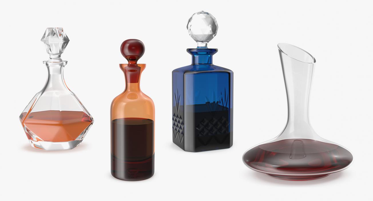 3D model Glass Decanters with Alcoholic Drinks Collection 2