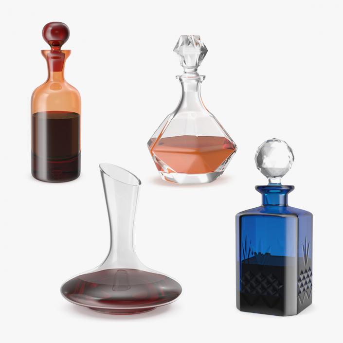 3D model Glass Decanters with Alcoholic Drinks Collection 2