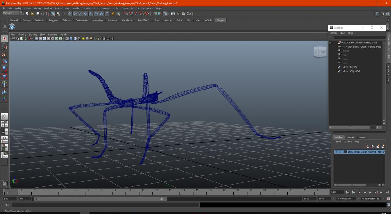 3D Stick Insect Green Walking Pose