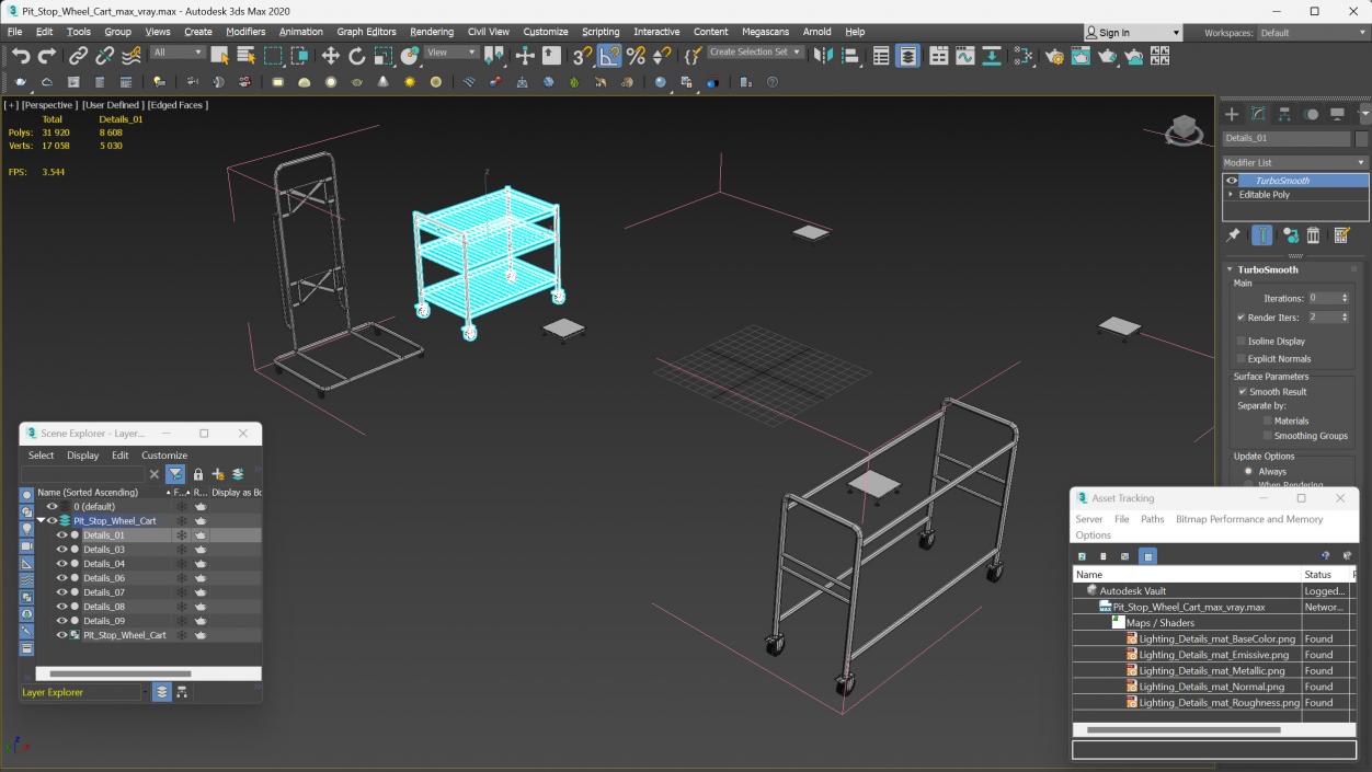 Pit Stop Wheel Cart 3D model