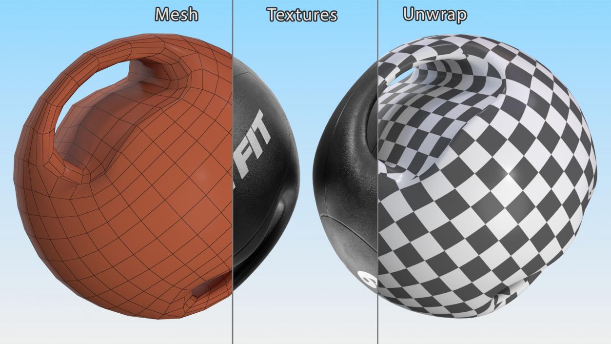 Dual Grip Medicine Ball Ritfit 6LB 3D model