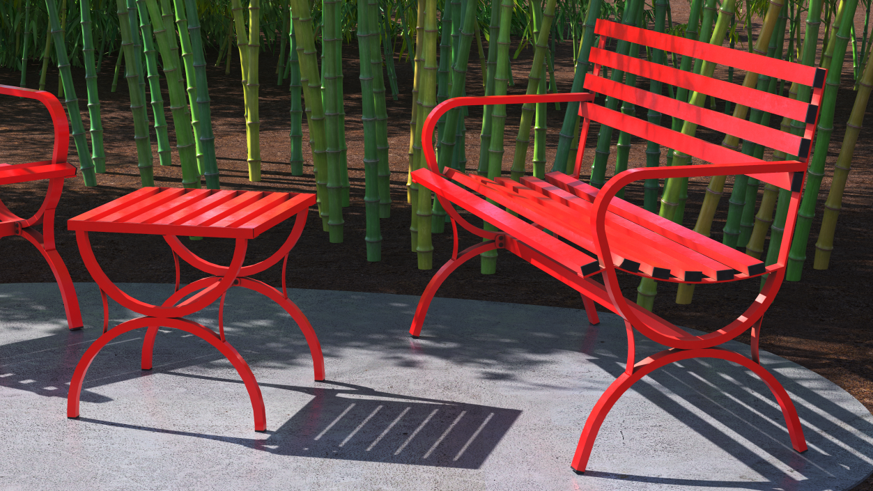 3D model Garden Metal Furniture Set Red