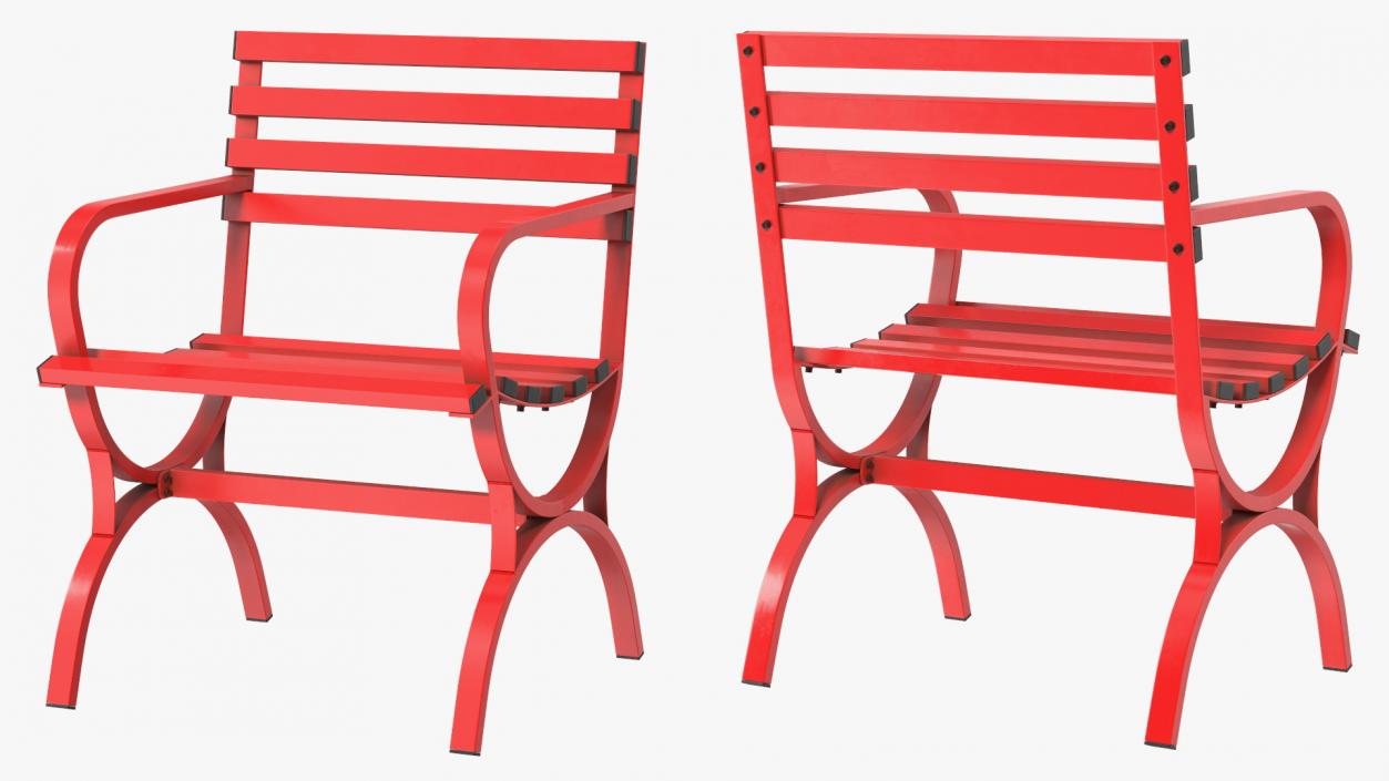 3D model Garden Metal Furniture Set Red