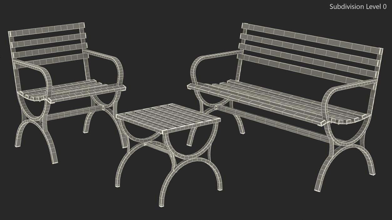 3D model Garden Metal Furniture Set Red